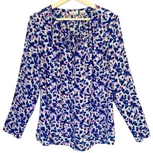 Liz Claiborne Blue and Pink Patterned Blouse